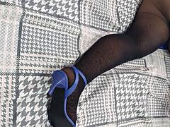 Bosss Wife Flaunts Big Clit in Sexy Blue Nightgown