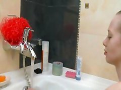 Russian super skinny teen in the shower
