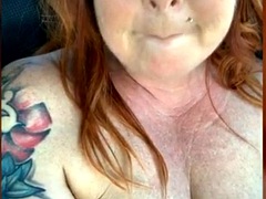 Horny Tammy Jean strips and masturbates in a public taxi