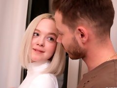 Sweetheart blonde Eva Barbie is enjoying hard fuck in the bedroom