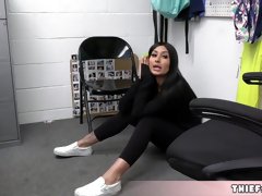 Latina Shoplifter Teen Tries To Act Tough But Then The Mall Cop Strips Her In The Backroom