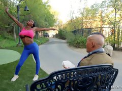 Outdoor dicking in missionary position with hot Ebony Mystique