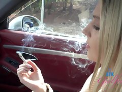 Reality video of amateur blonde Maria Anjel teasing in public