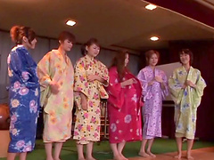 Lovely Japanese girls having fun during group shagging - HD