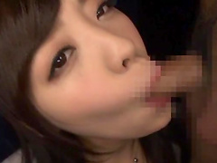 Cum in mouth ending for beautiful Fujii Arisa after sucking 2 cocks