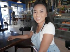 Quickie fucking in the local restaurant with hot Asian Ameena Greene