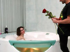 Brunette Darcy Dark gets her pussy smashed hard in the bathtub