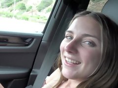 POV video of small tits Macy Meadows getting fucked in the car